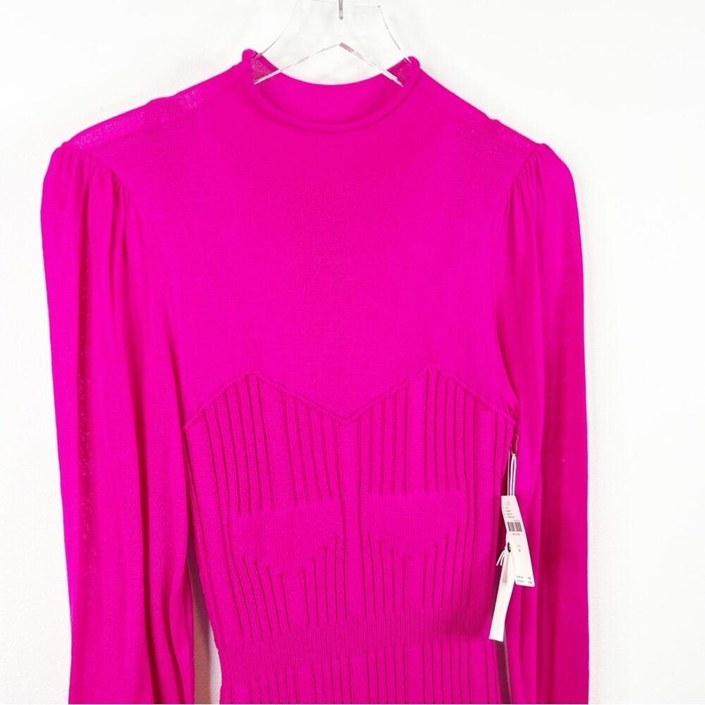 NWT Anthropologie‎ Bodycon Turtleneck Mini Length Sweater Dress M Pink - Picture 4 of 7